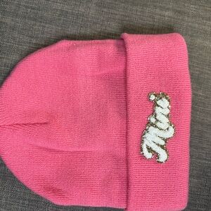 Pink Kids Beanie with Glitter Logo